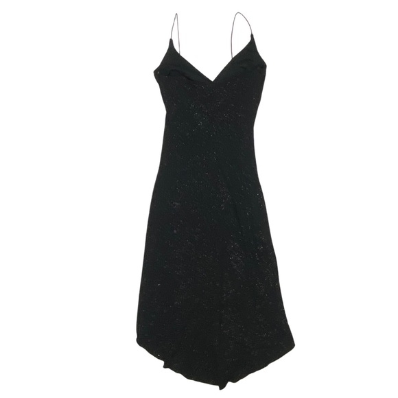 Y2K City Triangles Black Glitter Strappy Dress with Hi Lo Hemline - Picture 4 of 4